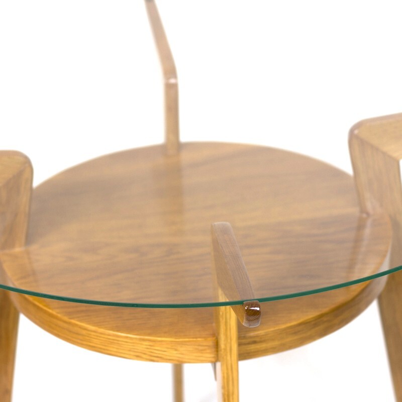Circular czech beech coffee table by Jitona - 1960s