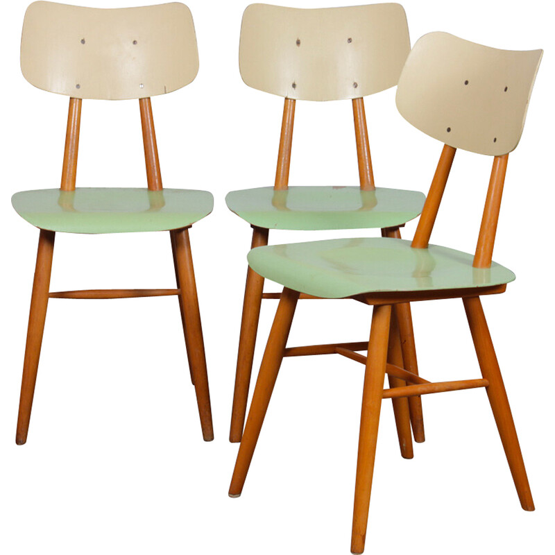 Set of 3 vintage chairs for Ton, Czechoslovakia 1960