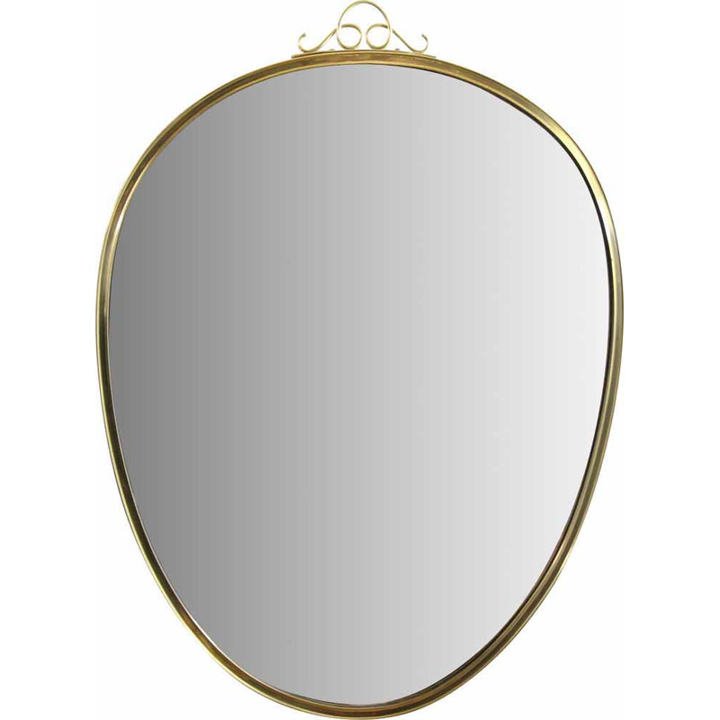 Vintage free-form mirror with brass frame, 1960