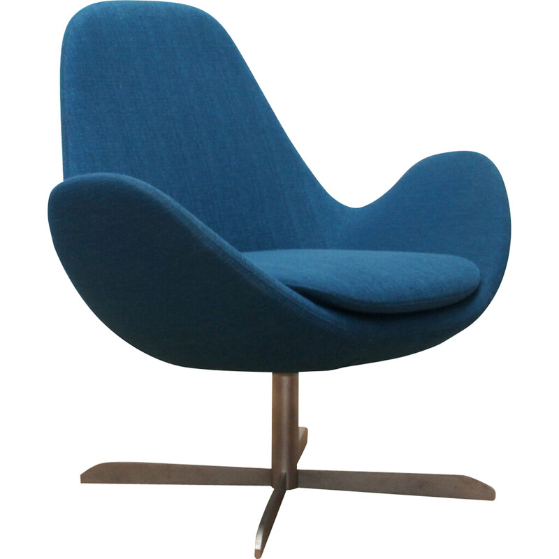 Vintage Electra armchair in chrome metal and blue fabric for Calligaris