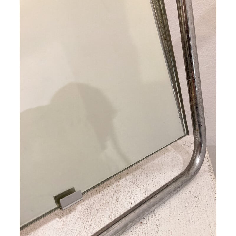 Espelho de secretária vintage com moldura em aço cromado