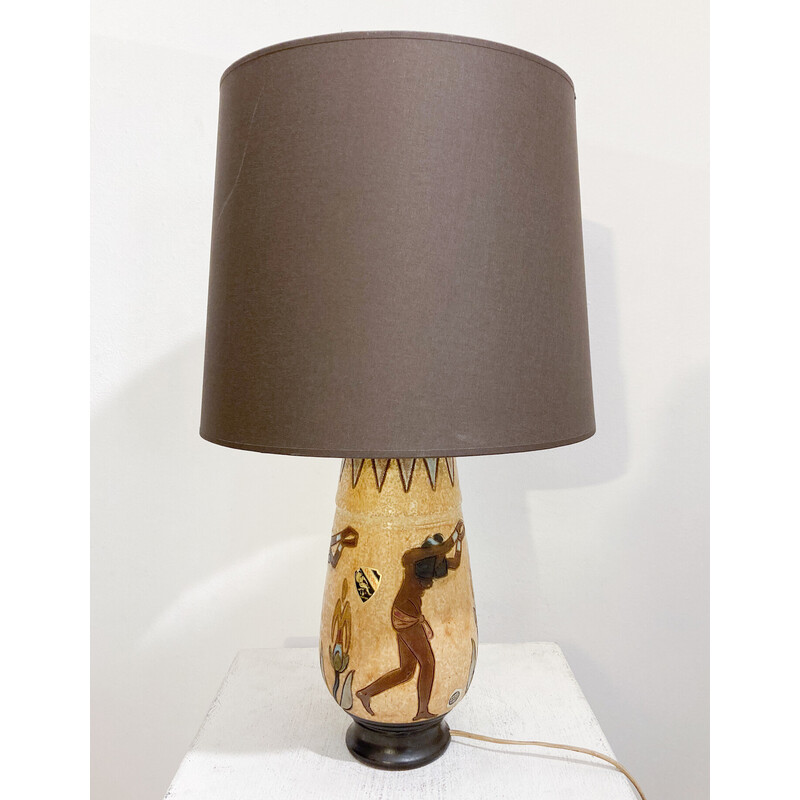 Vintage ceramic table lamp by Roger Guérin, Belgium