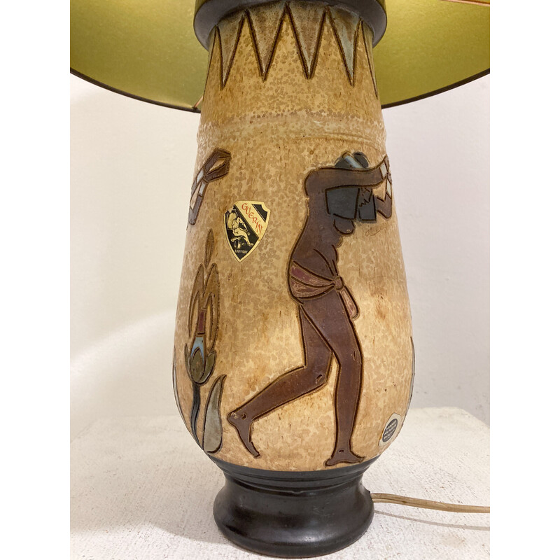 Lampada da tavolo in ceramica vintage di Roger Guérin, Belgio