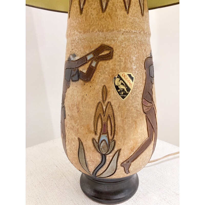 Lámpara de mesa de cerámica vintage de Roger Guérin, Bélgica