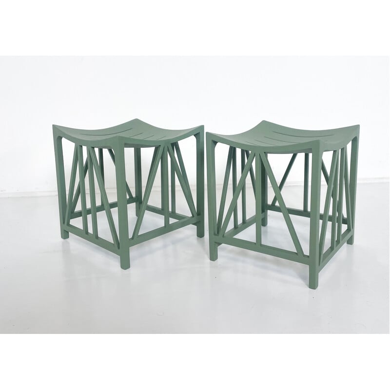 Vintage green Tutankhamun model stools