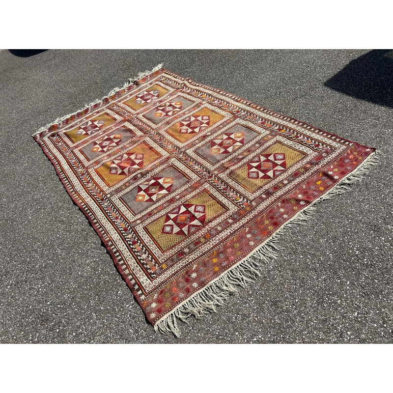 Vintage Kelim-Teppich aus handgeknüpfter Wolle, 1970