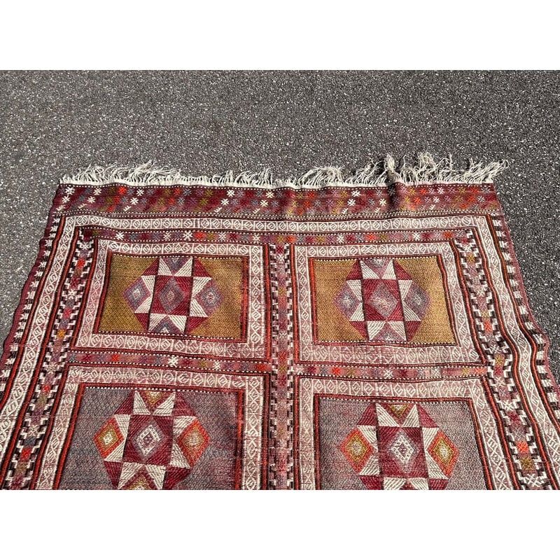 Vintage handgeknoopt wollen kelim tapijt, 1970