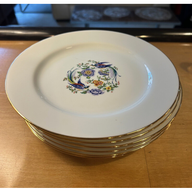 6 platos de porcelana vintage de Arnaud de Brissac para La Seynie