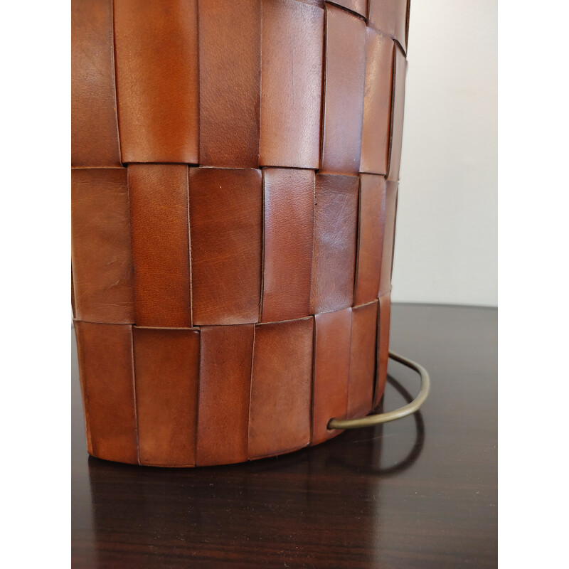 Lampe de table vintage en cuir marron
