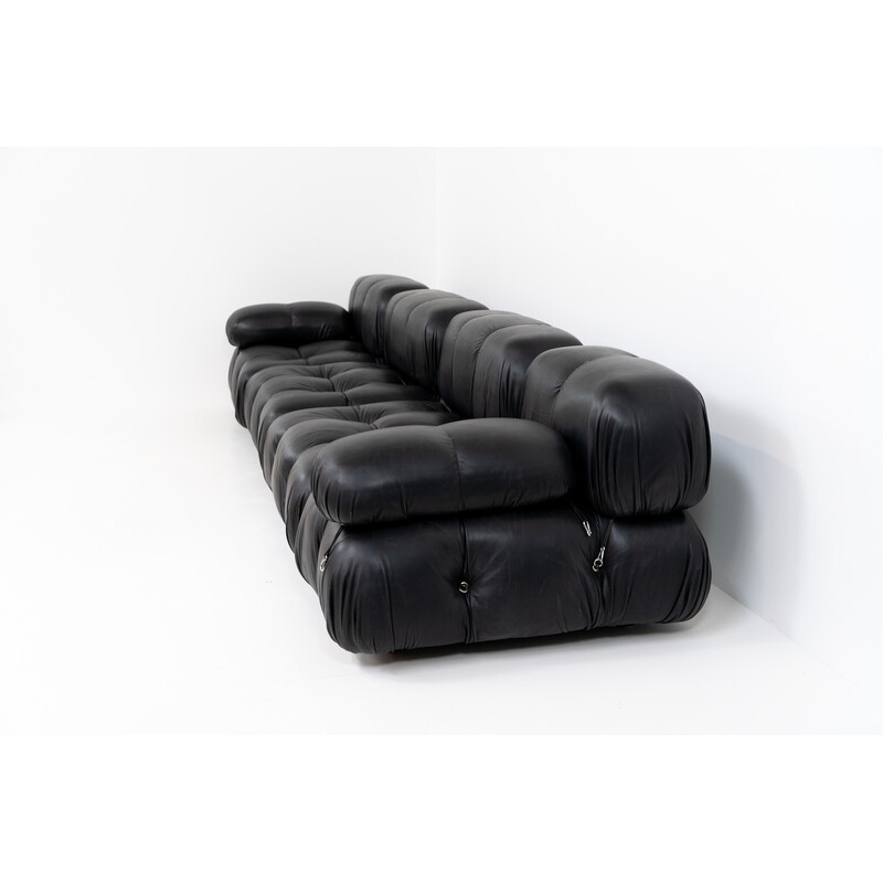 Vintage 3-seater black leather sofa by Mario Bellini for C & B Italia, 1970