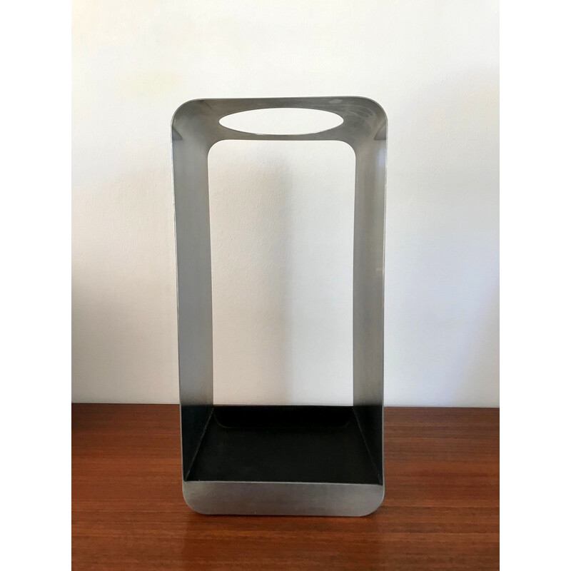 Vintage stainless steel umbrella stand by François Monnet for Kappa, 1970