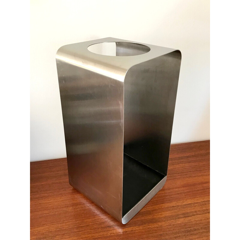 Vintage stainless steel umbrella stand by François Monnet for Kappa, 1970