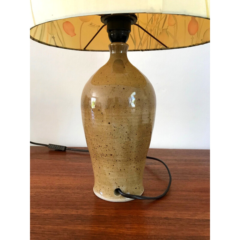 Vintage glazed sandstone lamp, 1970