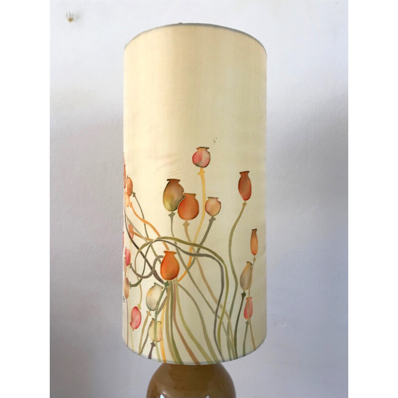 Vintage glazed sandstone lamp, 1970