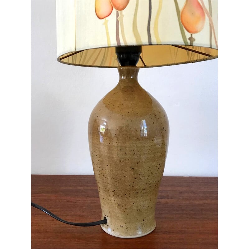 Vintage glazed sandstone lamp, 1970