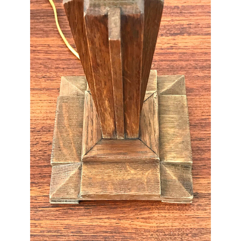 Vintage Art Deco oak lamp, 1930
