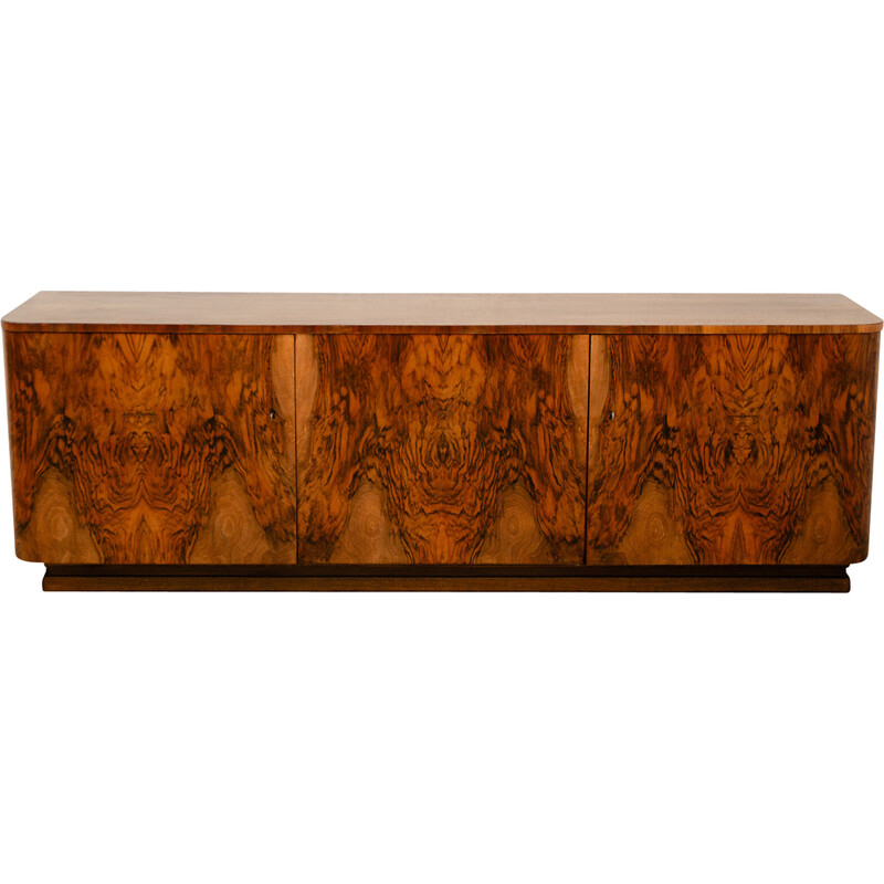 Buffet vintage Art Déco en bois de noyer, Tchécoslovaquie 1930