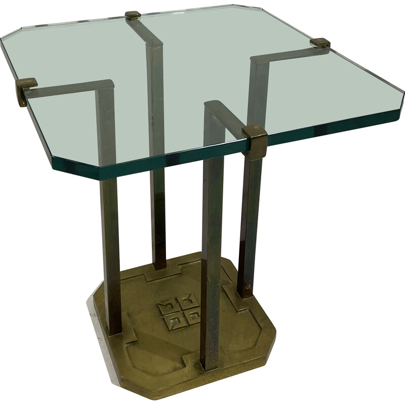 Vintage T18 side table in brass and glass by Peter Ghyczy, 1970