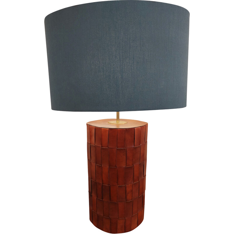Lampe de table vintage en cuir marron