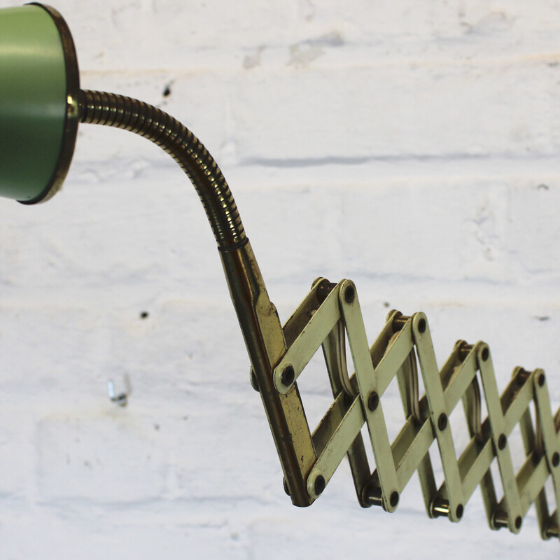 Vintage accordion lamp in lacquered metal and brass, 1950