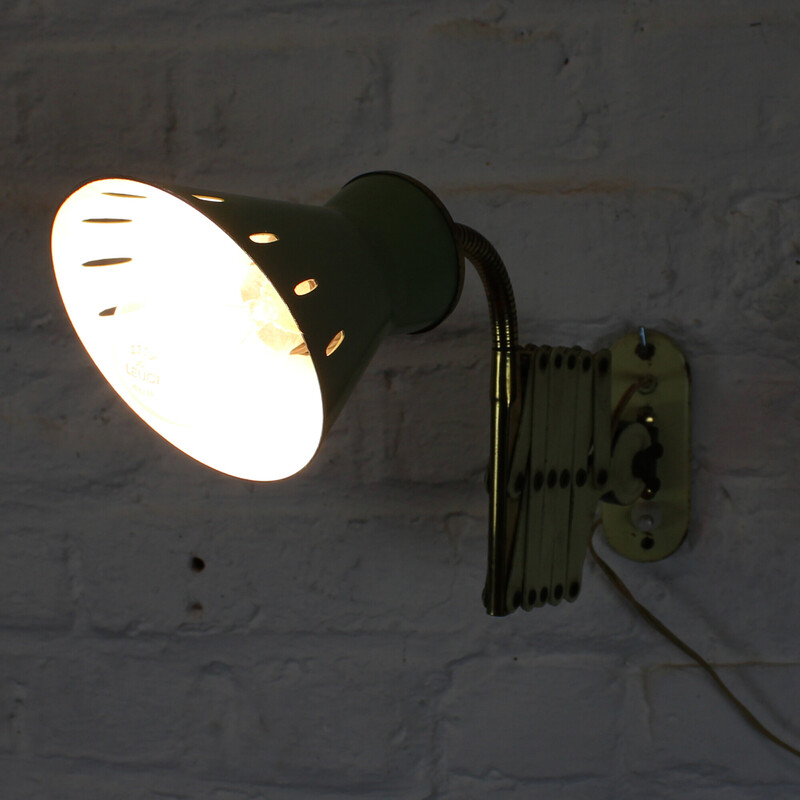 Vintage accordion lamp in lacquered metal and brass, 1950