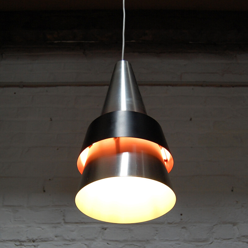 Vintage "Corona" aluminum pendant lamp by Jo Hammerborg for Fog et Morup, Denmark 1960