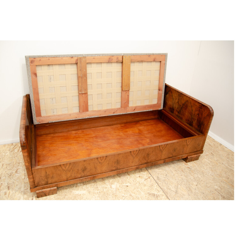 Vintage Art Deco 3-seater sofa in walnut wood, Czechoslovakia 1930