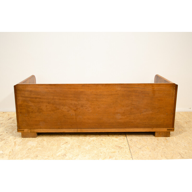 Vintage Art Deco 3-seater sofa in walnut wood, Czechoslovakia 1930