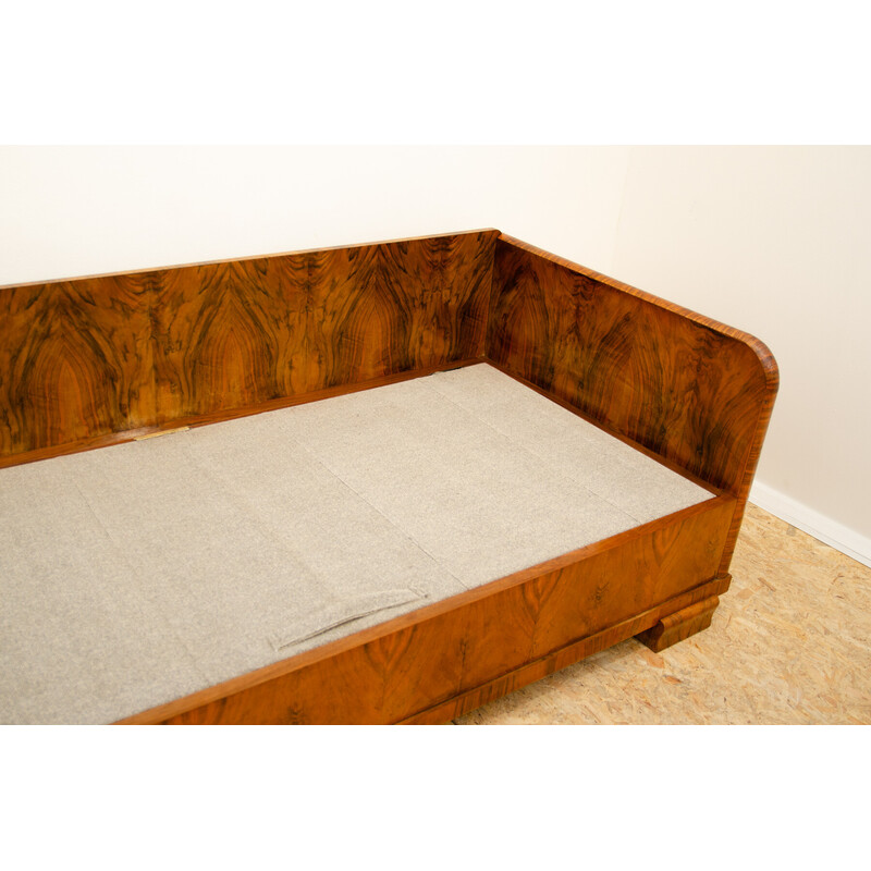 Vintage Art Deco 3-seater sofa in walnut wood, Czechoslovakia 1930
