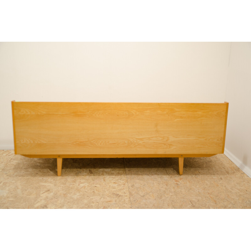 Vintage sofa bed in beech wood and fabric, Czechoslovakia 1960