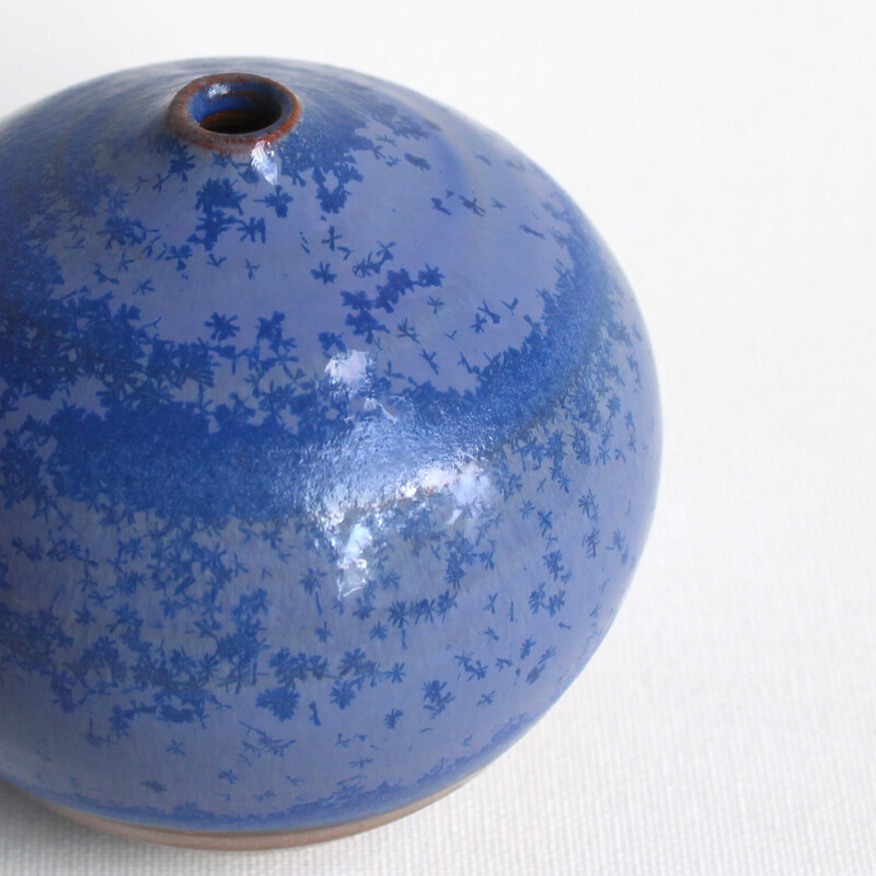 Set aus 4 Vintage-Solifloren aus blauer Keramik von Antonio Lampecco, 2010
