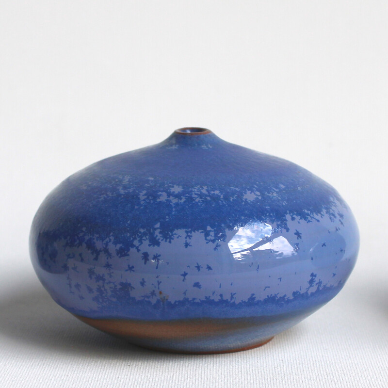 Set of 4 vintage blue ceramic soliflores by Antonio Lampecco, 2010
