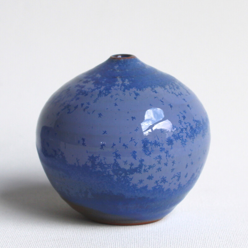 Juego de 4 soliflores vintage de cerámica azul de Antonio Lampecco, 2010