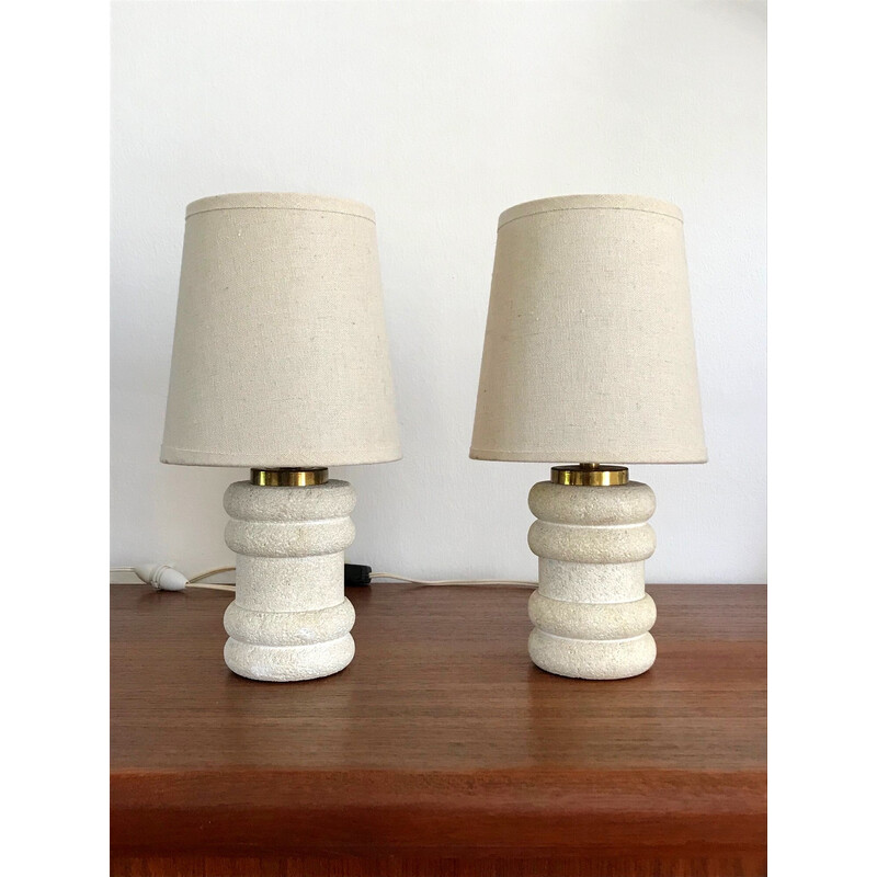 Pair of vintage lamps in Gard stone and brass, 1970