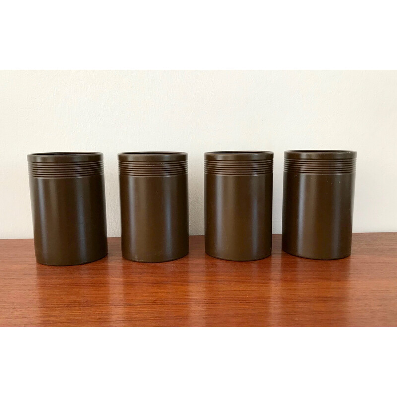 Set di 4 plafoniere vintage in metallo marrone, 1970