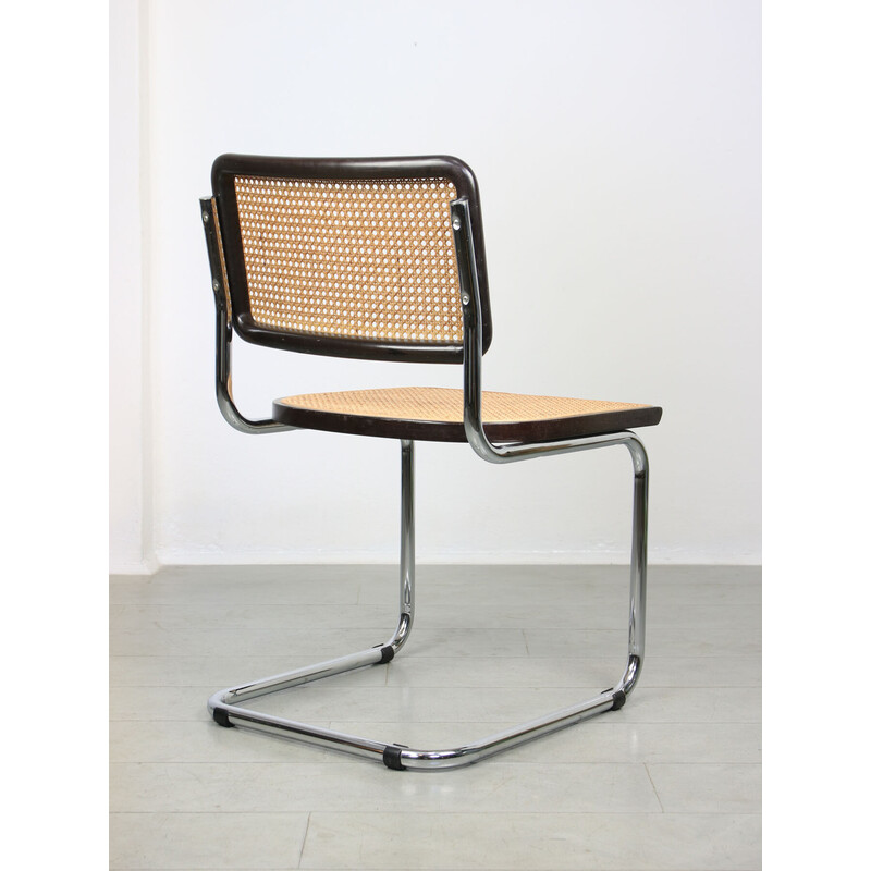 Pair of vintage dark brown Cesca B32 chairs by Marcel Breuer