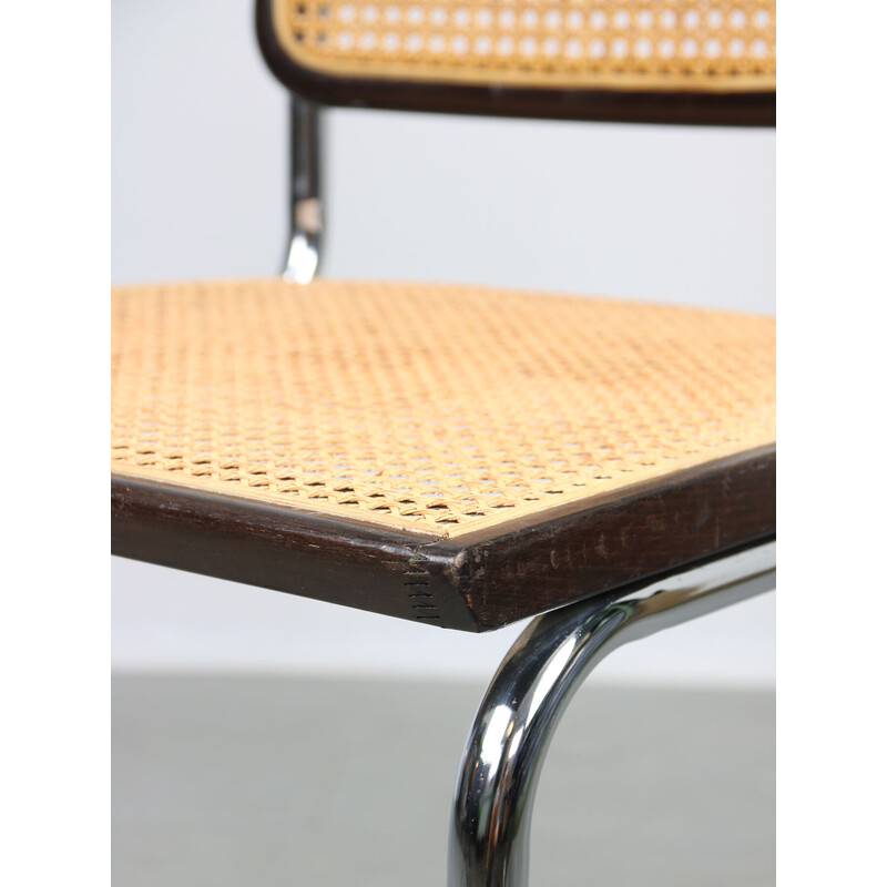 Pair of vintage dark brown Cesca B32 chairs by Marcel Breuer