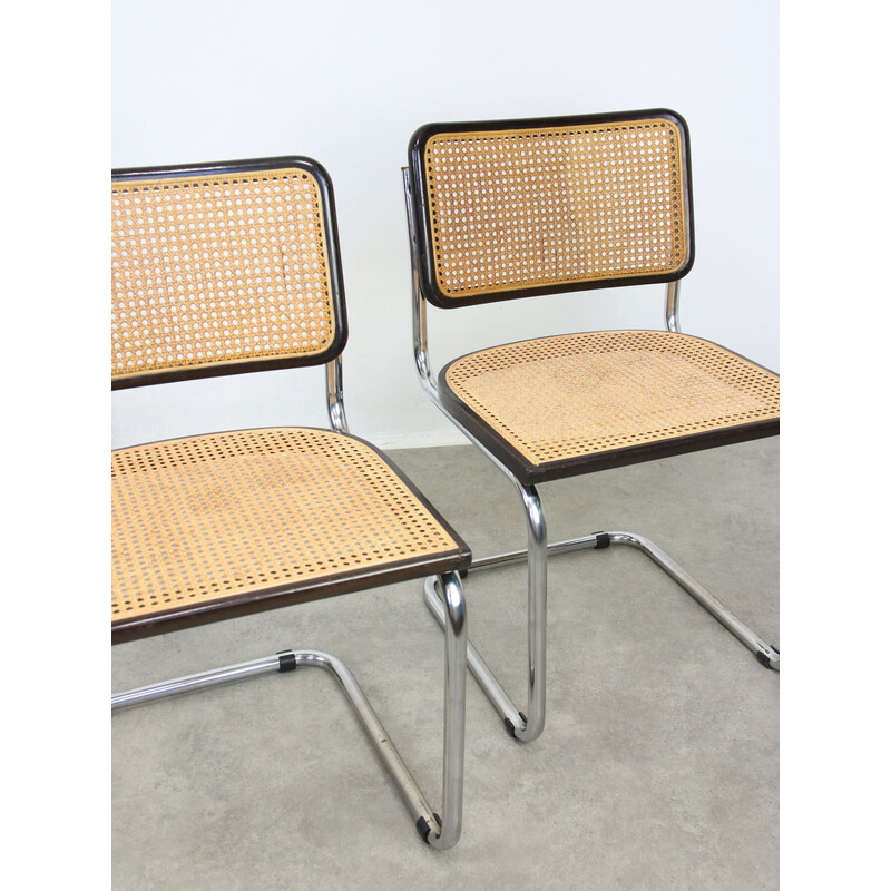 Pair of vintage dark brown Cesca B32 chairs by Marcel Breuer