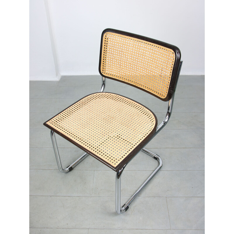 Pair of vintage dark brown Cesca B32 chairs by Marcel Breuer