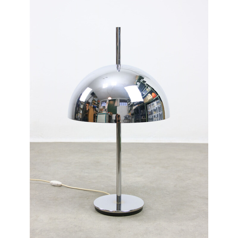 Lámpara de mesa vintage Space Age cromada, 1970