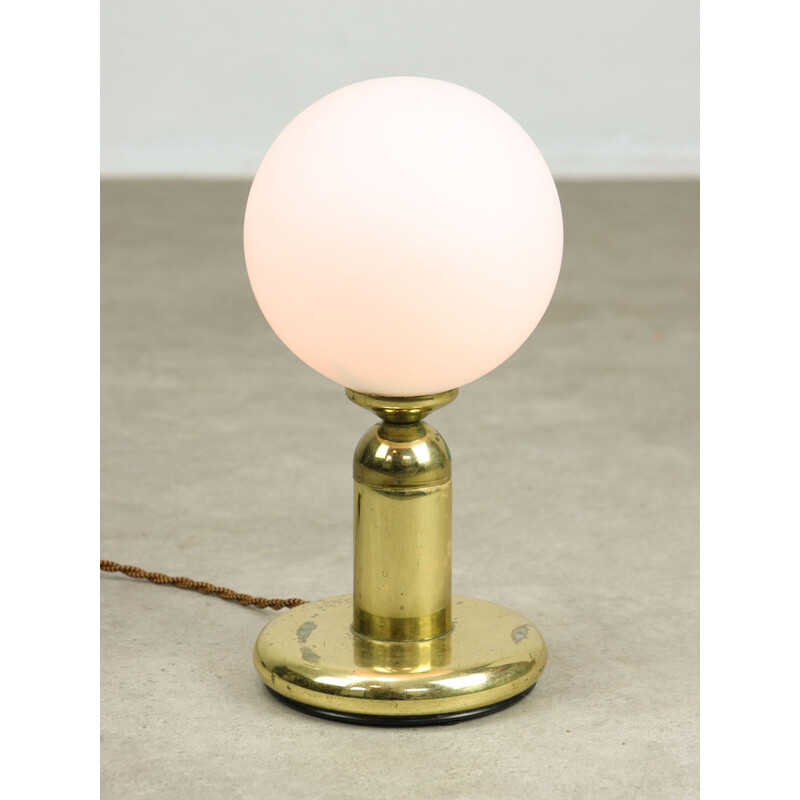 Vintage table lamp in brass and opaline glass, Italy 1970