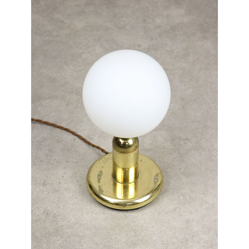 Vintage table lamp in brass and opaline glass, Italy 1970