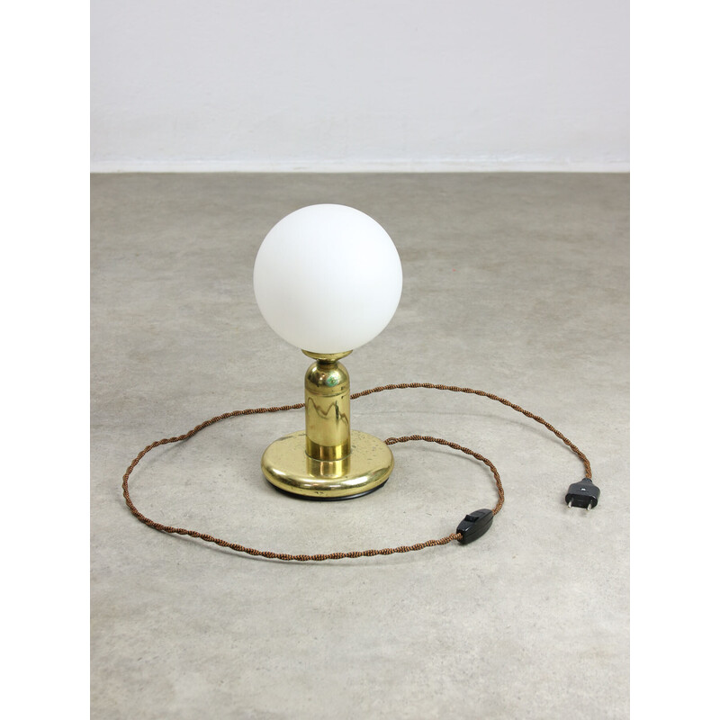 Vintage table lamp in brass and opaline glass, Italy 1970