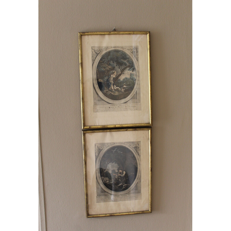 Pair of vintage paintings dedicated to the Marquise Madame de Montesquiou