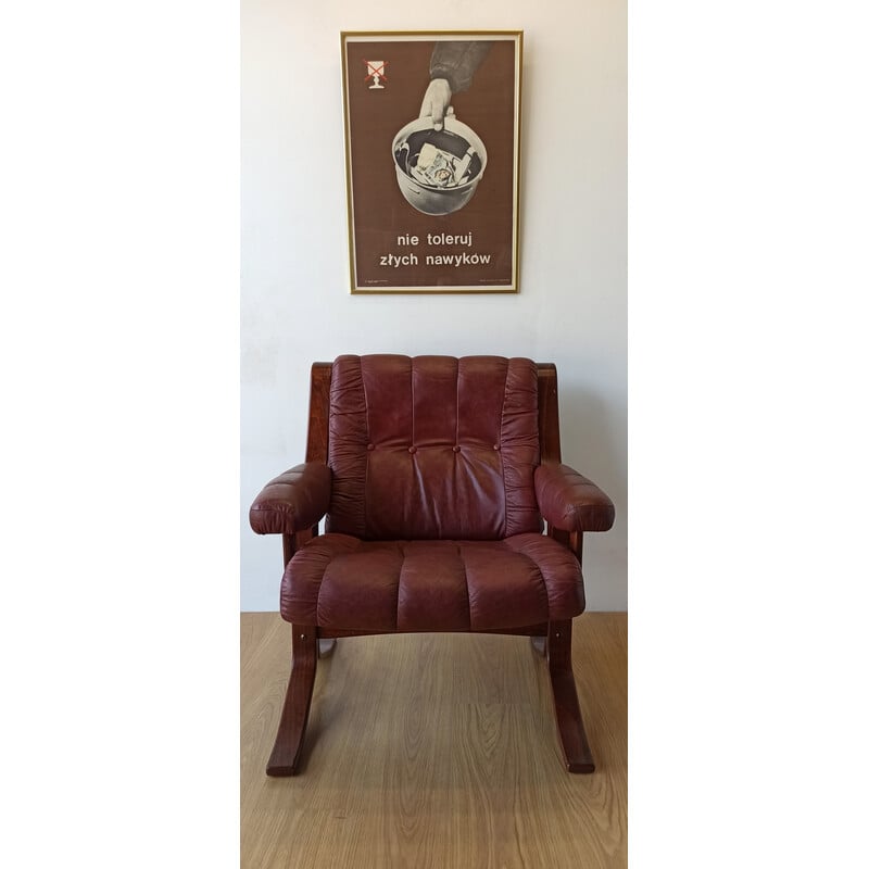 Fauteuil vintage en contreplaqué courbé pour Ekornes, 1970