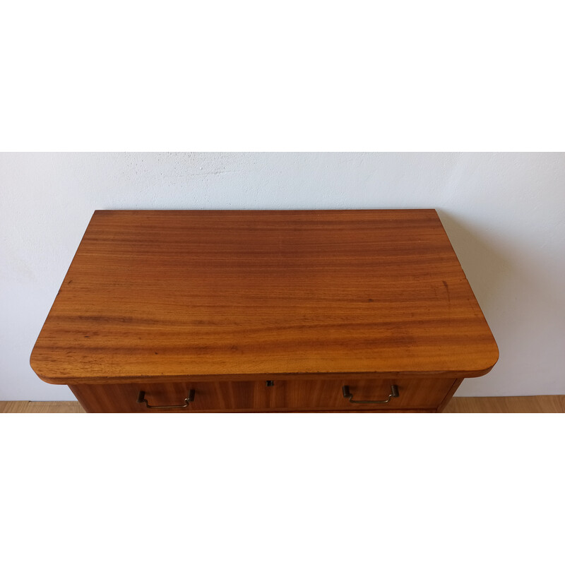 Vintage teak and brass chest of drawers with 4 drawers, Norway, 1960