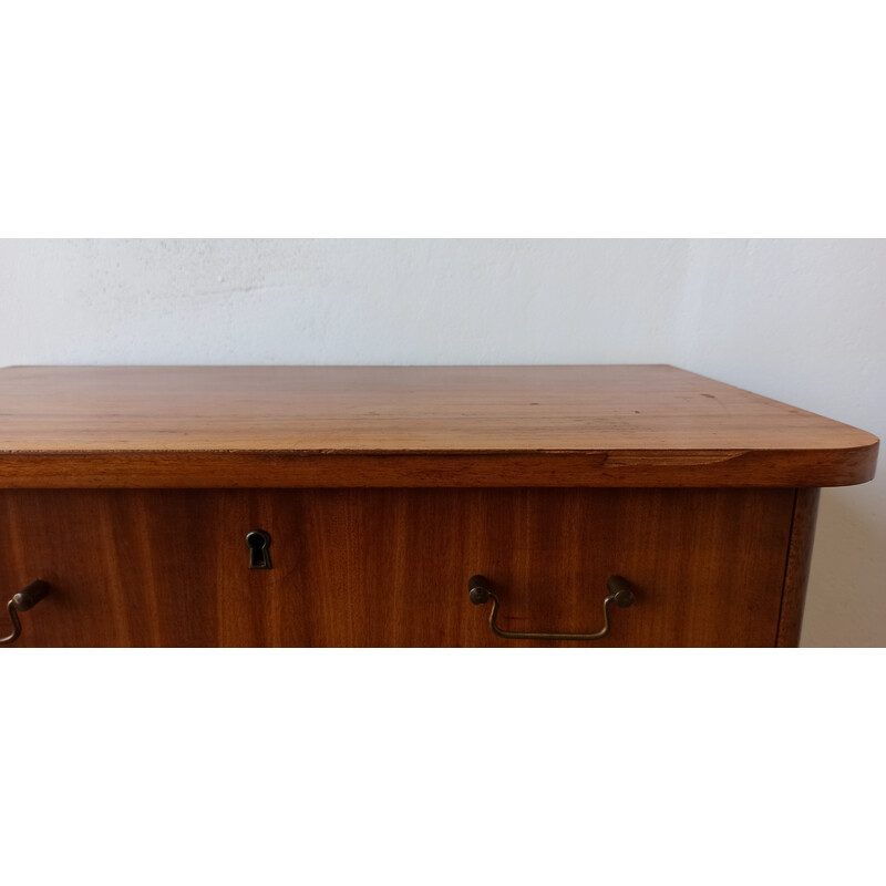 Vintage teak and brass chest of drawers with 4 drawers, Norway, 1960