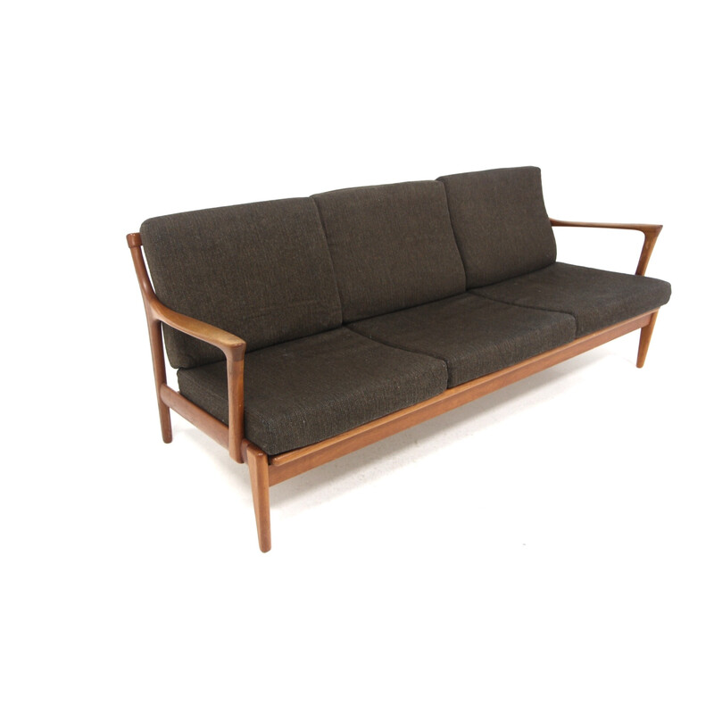 Vintage "Kuba" 3-seater sofa in teak and fabric by Bertil Fridhagen for Bröderna Andersson, Sweden 1960