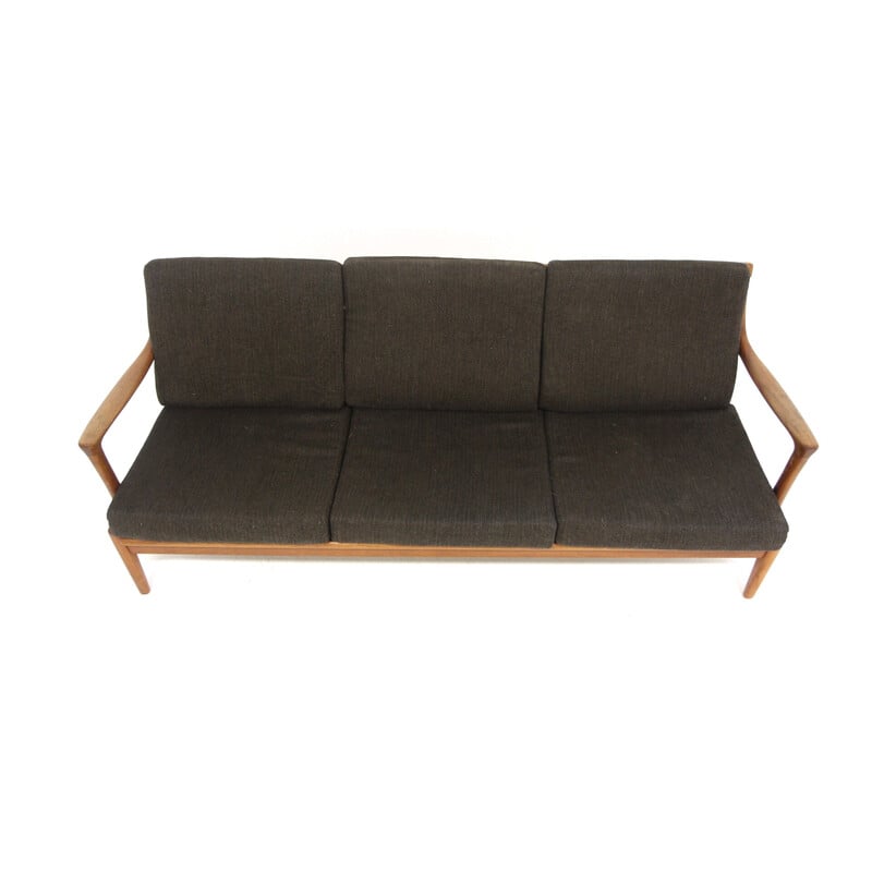 Vintage "Kuba" 3-seater sofa in teak and fabric by Bertil Fridhagen for Bröderna Andersson, Sweden 1960