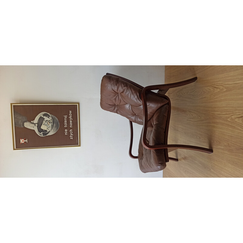 Pair of vintage leather chairs for J. M. Birking and Co Copenhagen, Denmark 1970